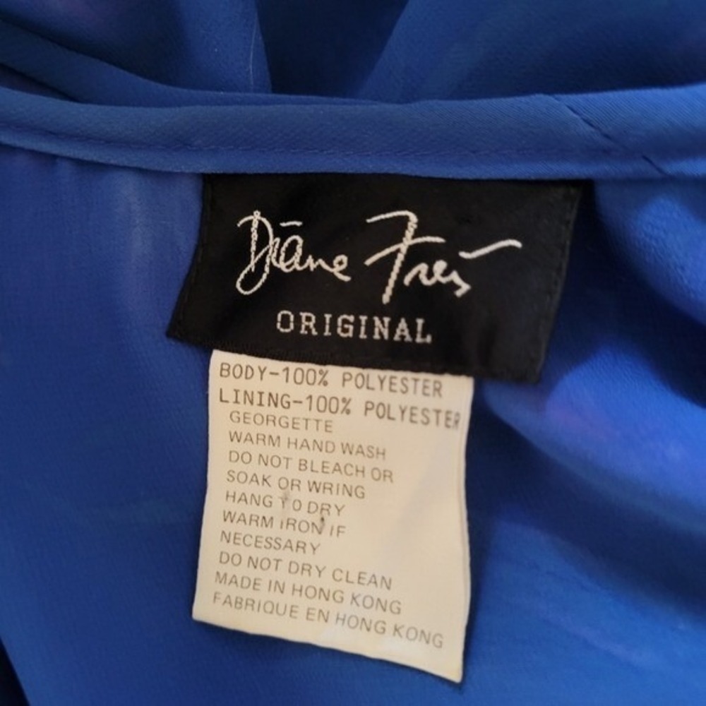 Vintage 80's Diane Freis Original Blue Floral Georgette Floral 3 Piece Set - Picture 7 of 7